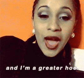 a woman is making a funny face and says and i 'm a greater hoe