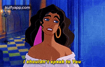 a cartoon character from the hunchback of notre dame is talking to someone .
