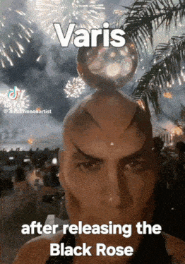 a man with a ball on top of his head with the word varis written on it
