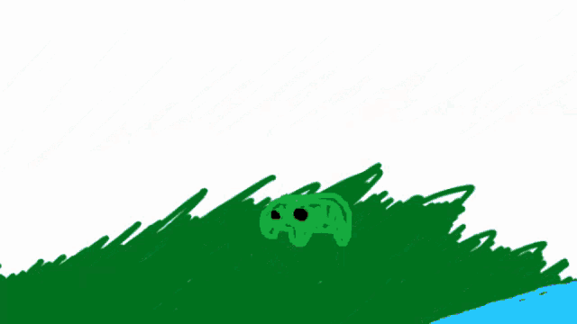 a drawing of a grassy field with a red star in the middle
