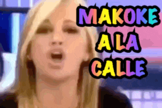 a woman says makoki ala calle in a rainbow colored text