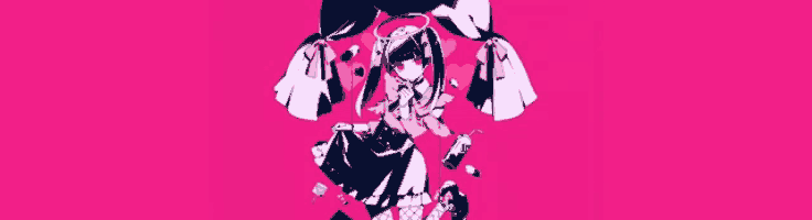 a pink background with two curtains and hearts coming out of them .