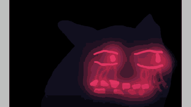 a drawing of a cat with blood coming out of it 's eyes