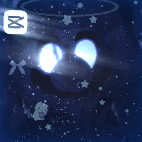 a blue background with a white x and a glowing eye