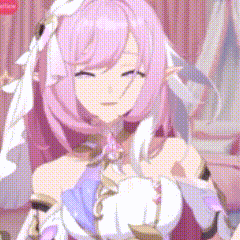 a close up of a pink haired anime girl in a pink dress