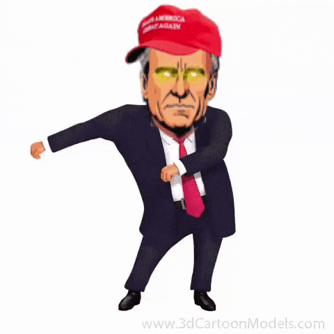 a cartoon of donald trump wearing a red hat that says make america great again .