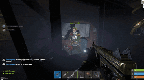 a screenshot of a video game shows a man with a beard and goggles holding a gun