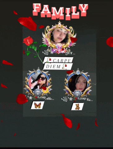 a poster that says family carpe diem with four pictures of women