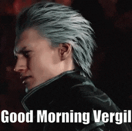 vergil from devil may cry 5 is wearing a black jacket and a gray haircut .