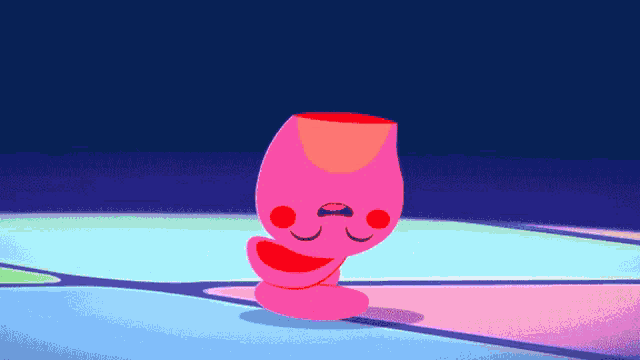 a cartoon drawing of a pink flower with a red circle around it