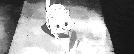 a black and white drawing of a cat walking on a sidewalk .