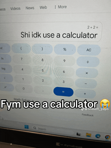 a computer screen with the words fym use a calculator at the top