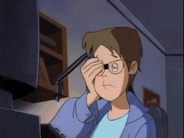 a cartoon character with glasses is looking through a telescope