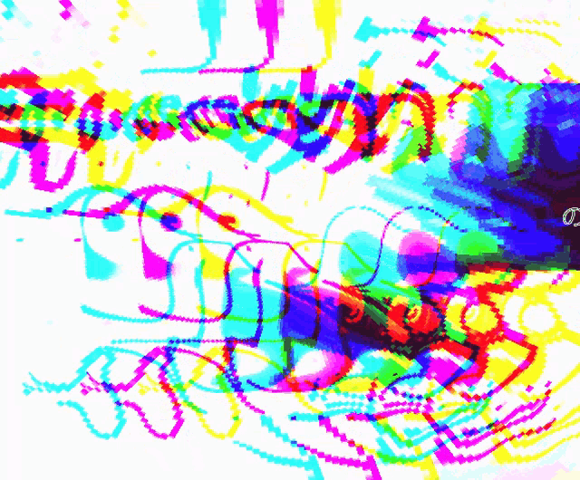 a colorful background with a few lines and the letter o on the bottom