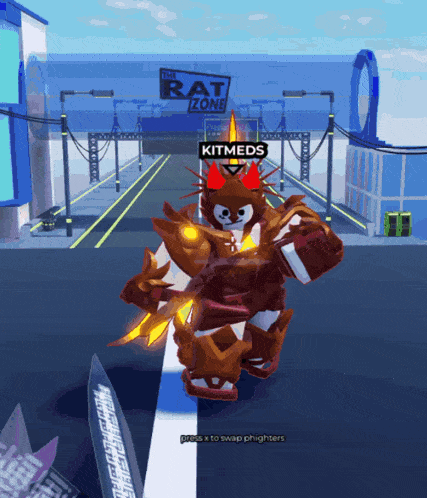 a cartoon character is standing in front of a sign that says rat zone