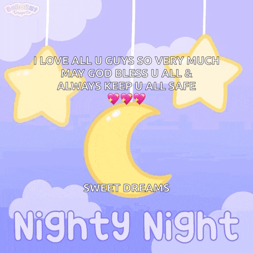 a nighty night greeting card with a moon and stars