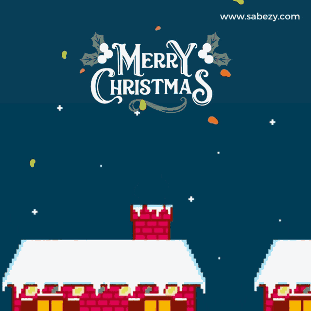 a merry christmas greeting card with a pixelated santa