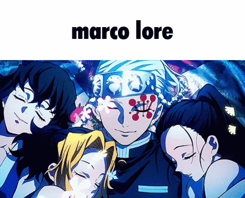 a group of anime characters with the name marco lore on the top