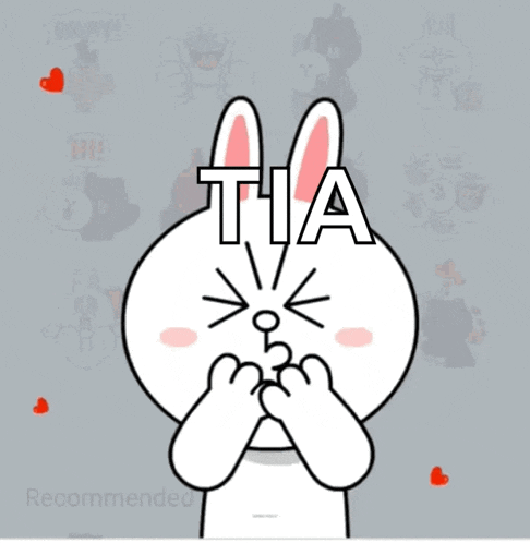 a cartoon rabbit with the word tia on its face