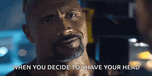 a man with a beard is talking to another man with the words " when you decide to shave your head " below him