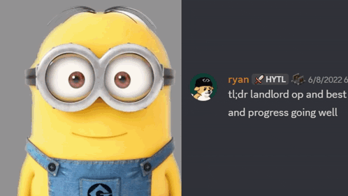 a picture of a minion next to a ryan hytl message