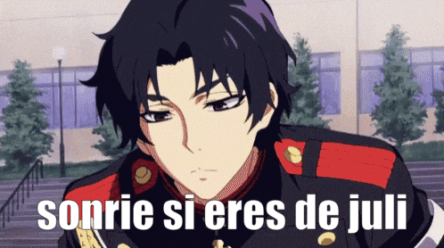 a picture of a man with the words sonrie si eres de juli on it