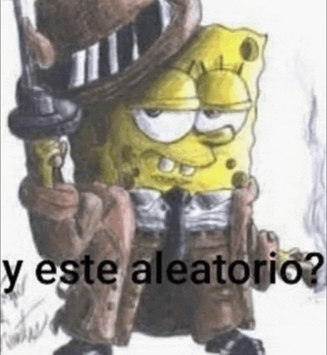 a cartoon of spongebob wearing a suit and tie holding a gun .