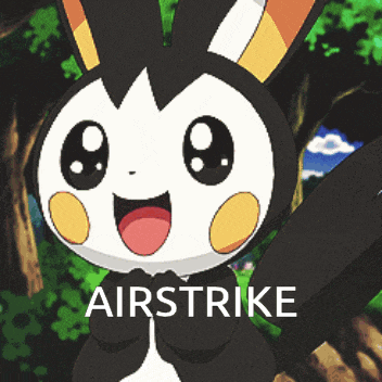 a cartoon bunny with the word airstrike on the bottom right