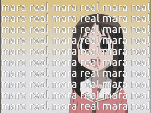 a cartoon girl is surrounded by text that says " mara real "