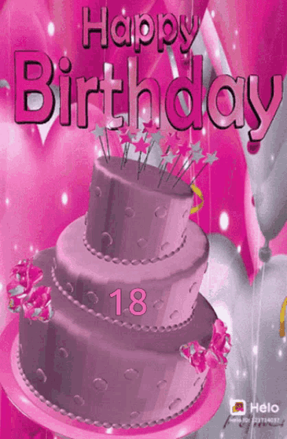 a happy birthday card with a pink cake