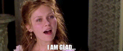 a woman in a pink dress is saying i am glad