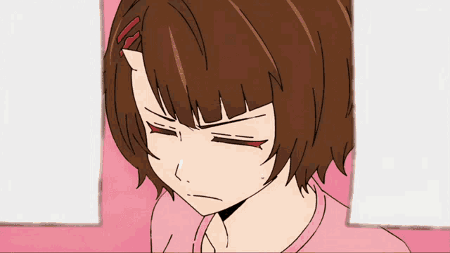 a drawing of a girl with short brown hair