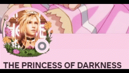the princess of darkness is written on a pink background