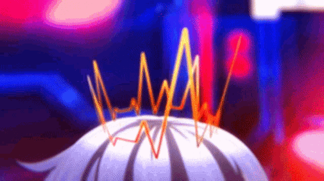 a close up of a person 's head with a crown on it and a heartbeat line coming out of it .