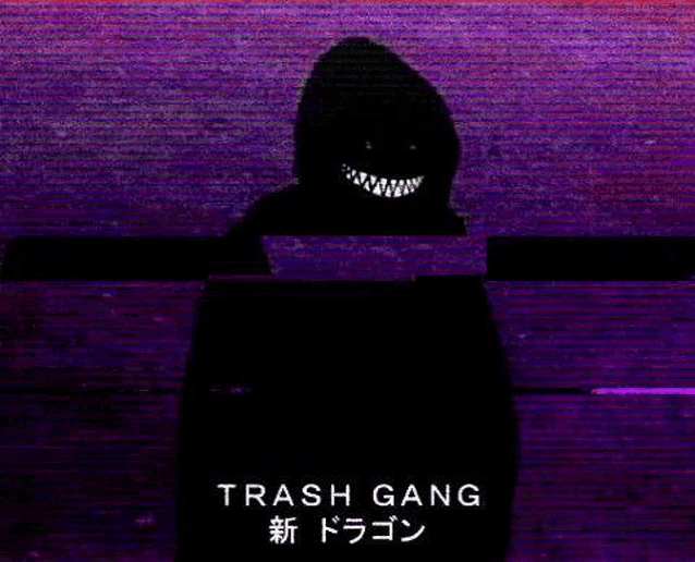a silhouette of a person wearing a hoodie with a purple background and a smiley face .