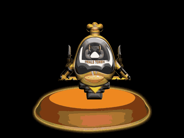a cartoon drawing of a spaceship with the words meals token on it