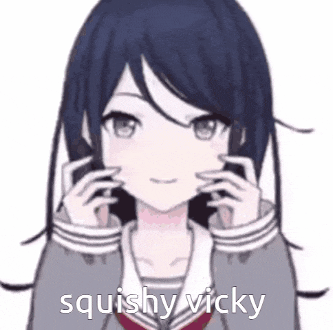 a girl in a school uniform is making a funny face while holding her hands to her face .