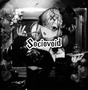 a black and white photo of a girl with the word sociovoid written above her