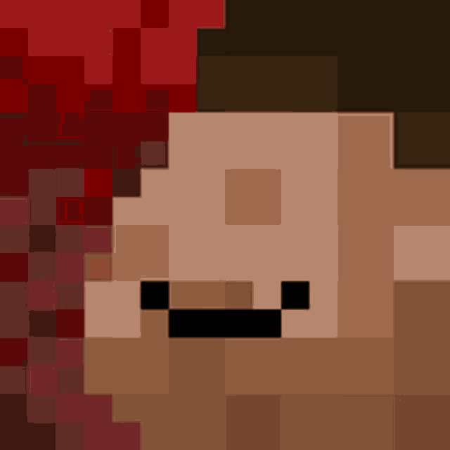 a pixel art of a man 's face with a black mustache