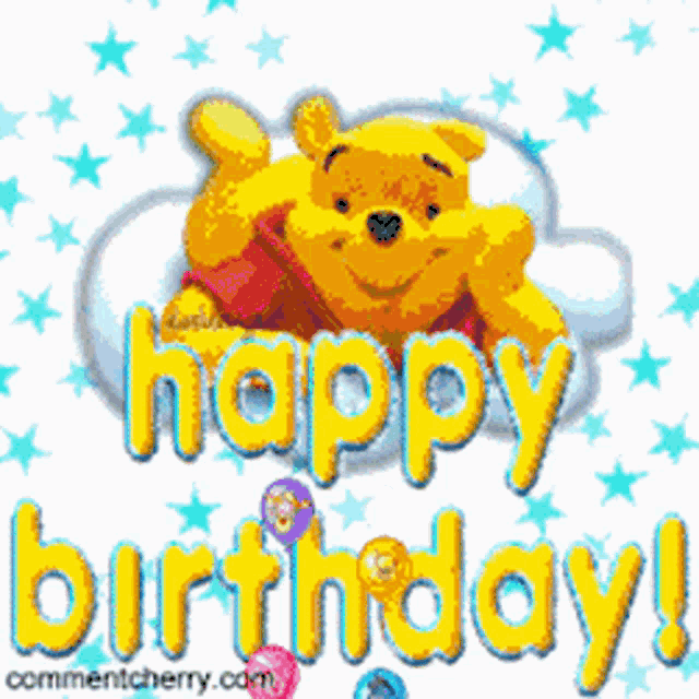 a winnie the pooh birthday card with the words happy birthday