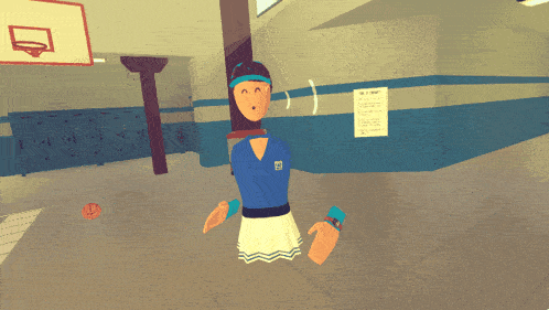 a cartoon character in a hallway with a sign on the wall that says no smoking