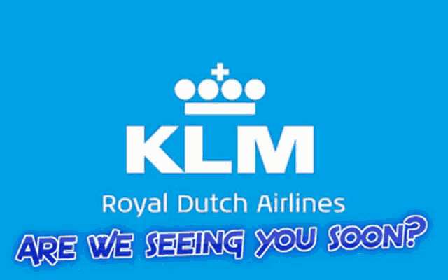 a blue background with a klm logo and the words we have many rp 's