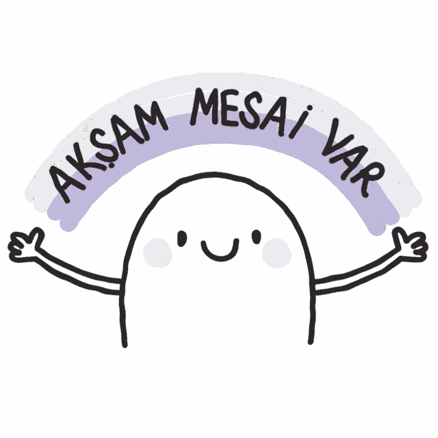 a sticker with a rainbow and the words aksam mesai var on it