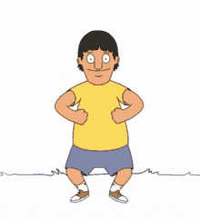 a cartoon character from bob 's burgers is standing on a white background