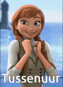 a picture of anna from frozen with the word tussenuur on it