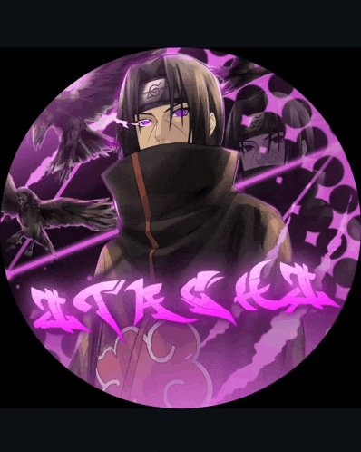 a picture of a man with purple eyes and the word akatsuki