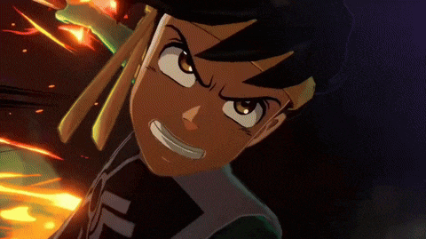 a close up of a cartoon character 's face