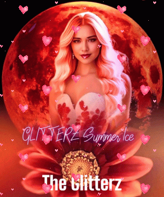 a picture of a woman with hearts around her and the words glitterz summer ice on the bottom