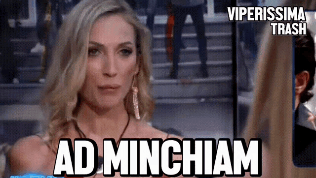 a woman says ad minchiam on a screen