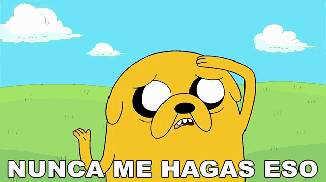 a cartoon character with the words nunca me hagas eso